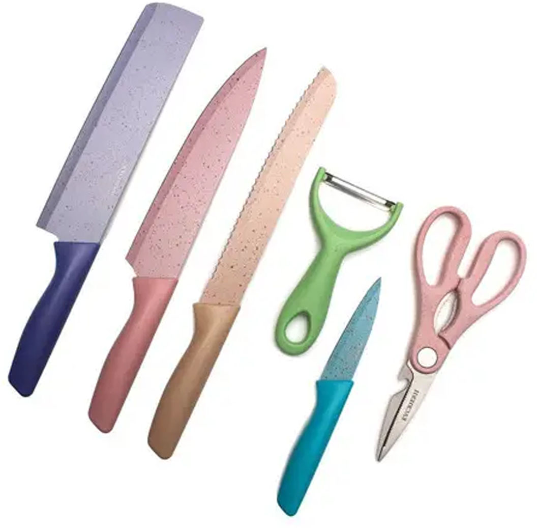 Set De Cuchillos Con Pelador y Tijeras